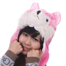 Douchow, для взрослых, для подростков, детей, для мальчиков и девочек, Мультяшные животные, шапка, милая, розовая, черная, серая, кофейная, Волчья, плюшевая, зимняя, теплая, шапка, шапочка