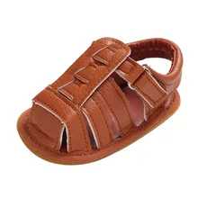 Для маленьких девочек и мальчиков лакированная кожа полые обувь Лето Досуг Пляж Хлопок тканевые сандалии резиновая мягкая подошва# YL1