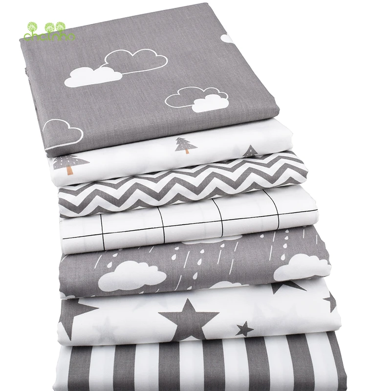 

Chainho Gray Print Twill Cotton Fabric For DIY Quilting Sewing/Tissue Of Baby&Children/Sheet,Pillow,Cushion,Curtain Material