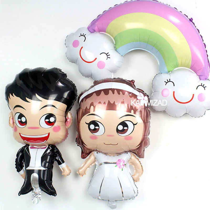 

Bridegroom Bride Balloons Rainbow Wedding Home Feast Decoration Ballon Accessories 50pcs/lot Helium Foil Globos Party Suplies