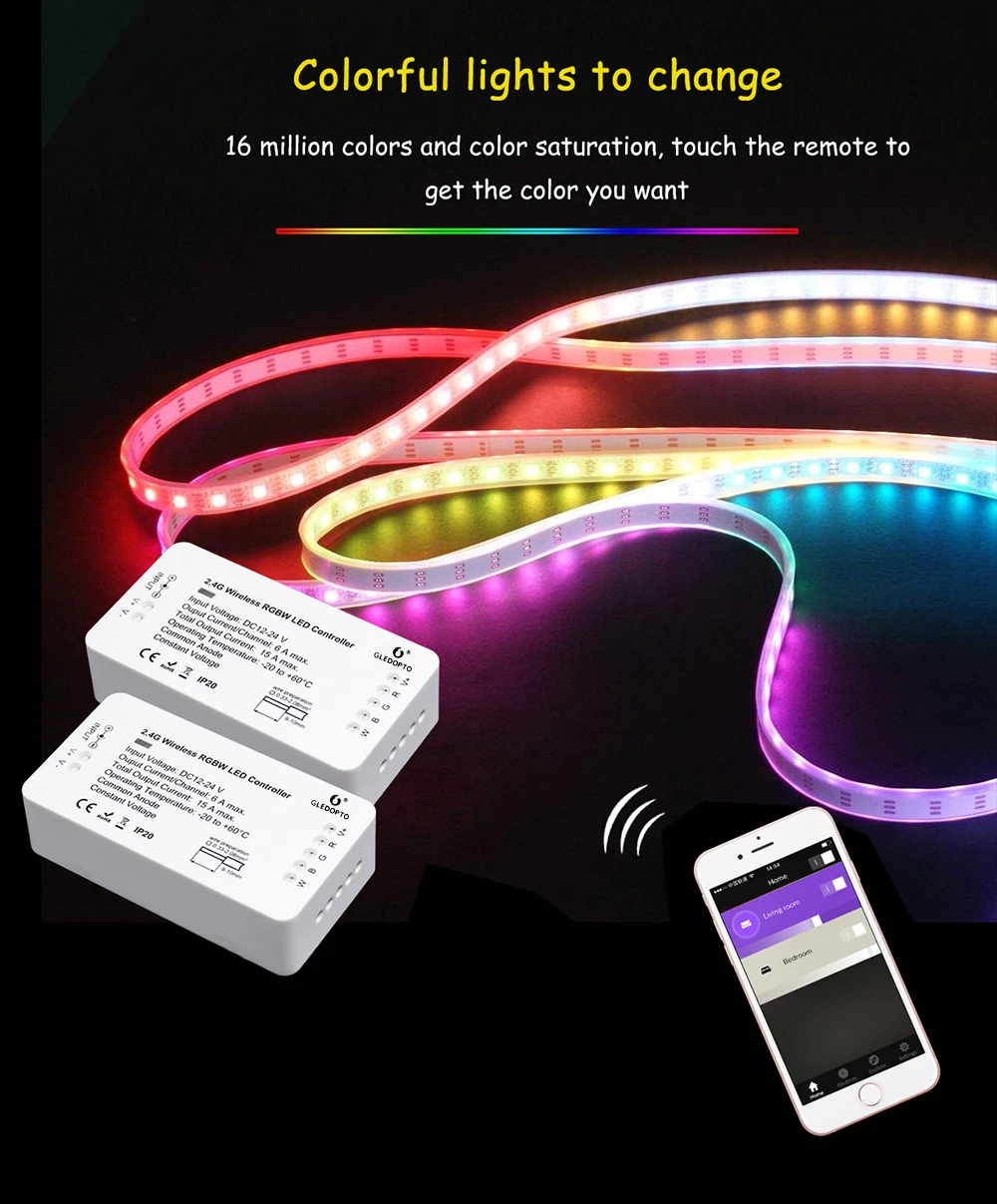 DC12-24V ZIGBEE RGB+CCT Led Controller ZLL smart phone APP Amazon alexa voice control RGBW RGB Brightness adjustment LED Dimmer