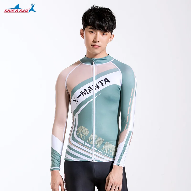 Divesail men's rash guards shirts front zipper surfing long sleeve