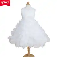 IYEAL คุณภาพสูงใหม่ดอกไม้สาวเจ้าหญิงชุดสำหรับสาวน้อย Glitz Organza ชุดแต่งงานขนาด 2-10 ครั้ง
