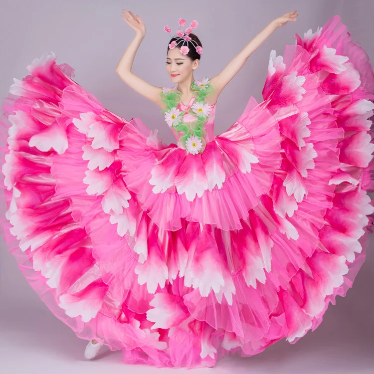 Лепесток цветка этап юбка пикантные длинное платье Женский костюм певица танцор ночной клуб бар модный показ производительность в