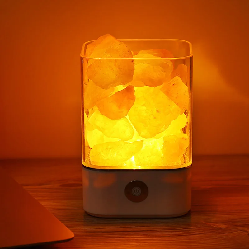 

Night Light Crystal Light Natural Himalayan Salt Lamp Air Purifier Mood Creator Bedroom Decoration Bedside Children Lamp USB 5V