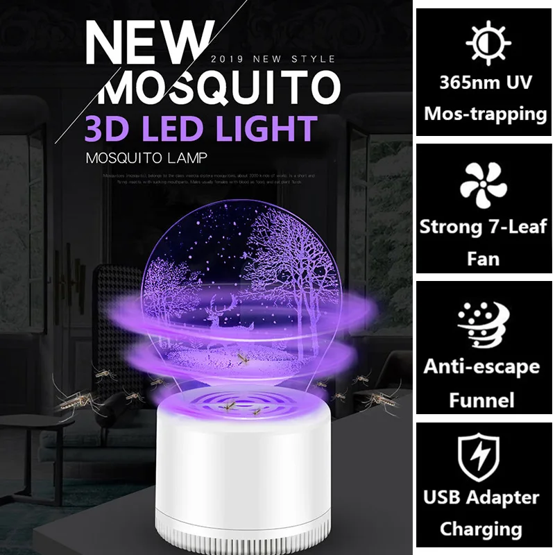 

LIGINWAAT New 3D LED Mosquito Lamp Zapper Mosquito Bug Zapper Fly Swatter Creative Mosquito Lamp Fly Trap Mosquito Trap Racket