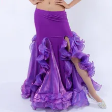 Сексуальная Женская юбка для танца живота рыбий хвост с Боковым Разрезом фиолетовый красный белый синий розовый сплошной цвет