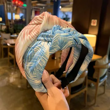 

High-end hair accessories women coconut leaves in the middle knotted wide-brimmed headband headband wild girl hair band Headwear