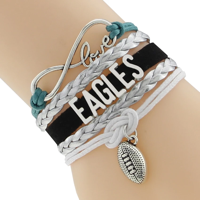 Браслет Infinity Love Philadelphia State Eagles с плетением футбольной команды Черный Индивидуальный браслет браслеты дружбы Прямая поставка