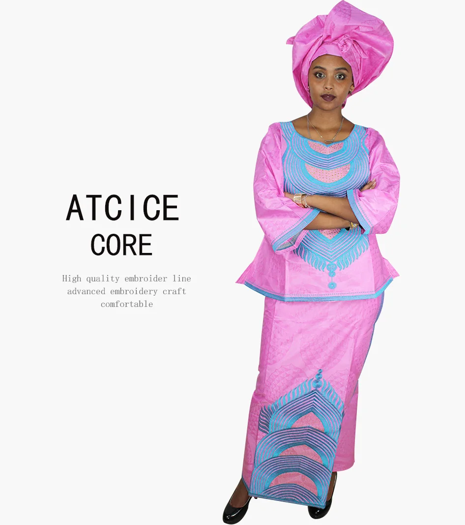 Африканские платья для женщин модный дизайн в африканском стиле Базен RICHE вышивка короткий раппер