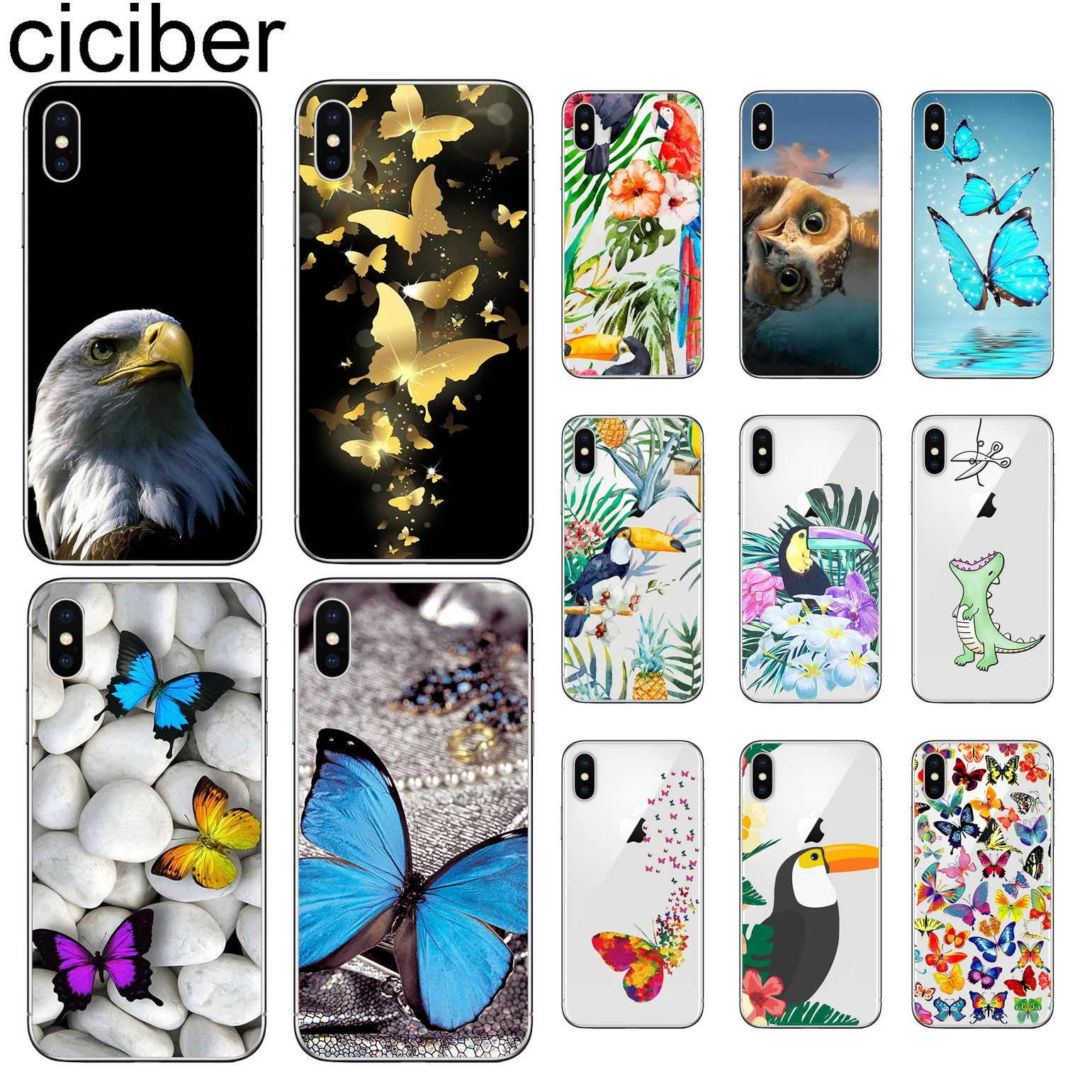 

ciciber Phone Cases for Iphone 7 8 6 6S Plus 5S SE 11 Pro Max Soft Silicone TPU Cover for Iphone XS MAX X XR Butterfly Coque