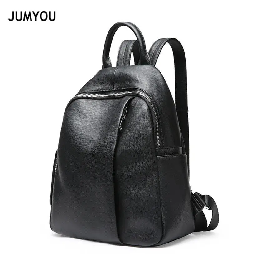 

Travel Backpack Genuine Leather Backpacks For Girls Black Soft Casual Fashion Real Leather Backpack Bags For Women New Backpacks