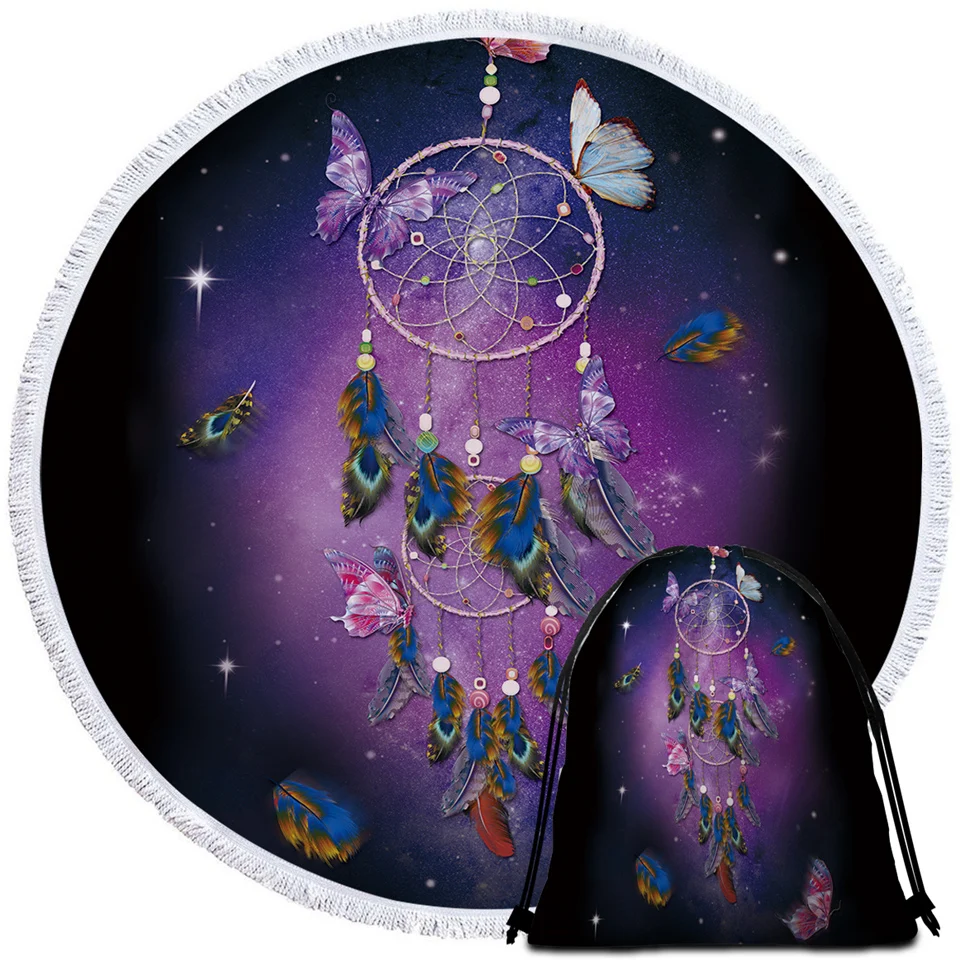 Постельные принадлежности Outlet Dreamcatcher Tassel гобелен бабочка богемный круглый пляжное полотенце фиолетовый Toalla Sunblock одеяло 150 см Коврик для йоги