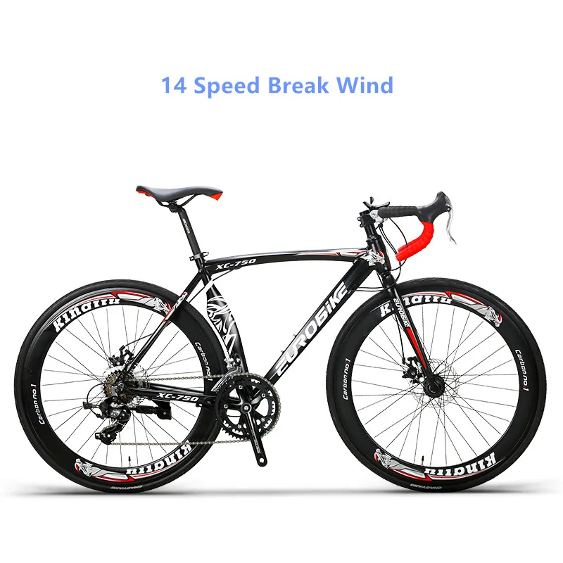 Дорожный велосипед 14/16 скоростей 700C* 52 см, рама из алюминиевого сплава для гонок, велоспорта, дискового тормоза, дорожный велосипед, Открытый велосипед - Цвет: 14 Speed black red