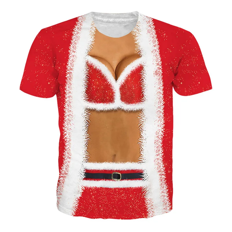 Забавная Рождественская футболка Поддельные из двух частей 3D футболки Camisa Masculina европейский размер Alisister брендовая одежда хип-хоп унисекс футболка
