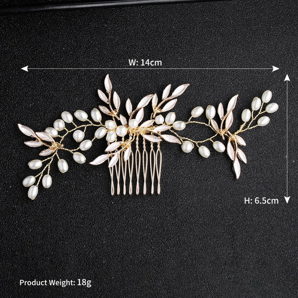 Gold Color Leaf Handmade Hair Combs Hair Jewelry  (5)