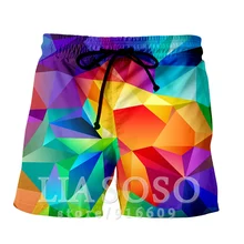 Модная Повседневная футболка в стиле панк для мужчин, женщин и детей, забавная многоугольная футболка для отдыха, разноцветные спортивные пляжные тренировочные брюки в стиле Харадзюку, шорты, E741