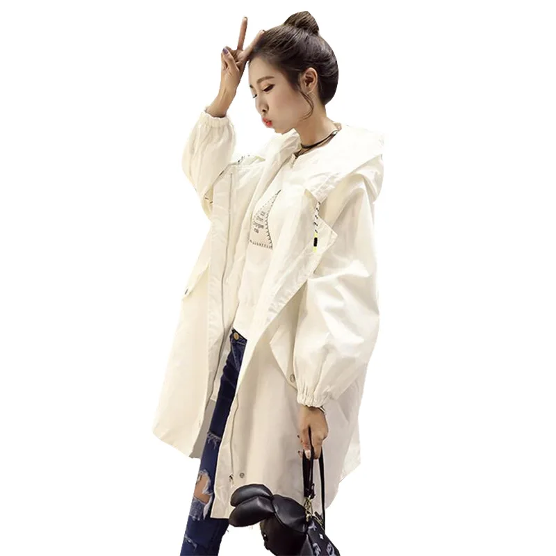 Spring & Autumn 2019 Fashionable Cropped Hoodie Leisure Trench Longsleeve Coat For Women Streetwear Loose