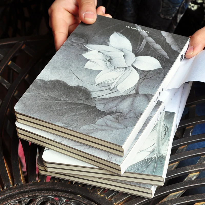 OUR STORY BEGINS Lotus Series Notebook Creative Vintage Chinese Style Blank Paper Notepad 1PCS OUR STORY BEGINS Lotus Series Notebook Creative Vintage Chinese Style Blank Paper Notepad 1PCS