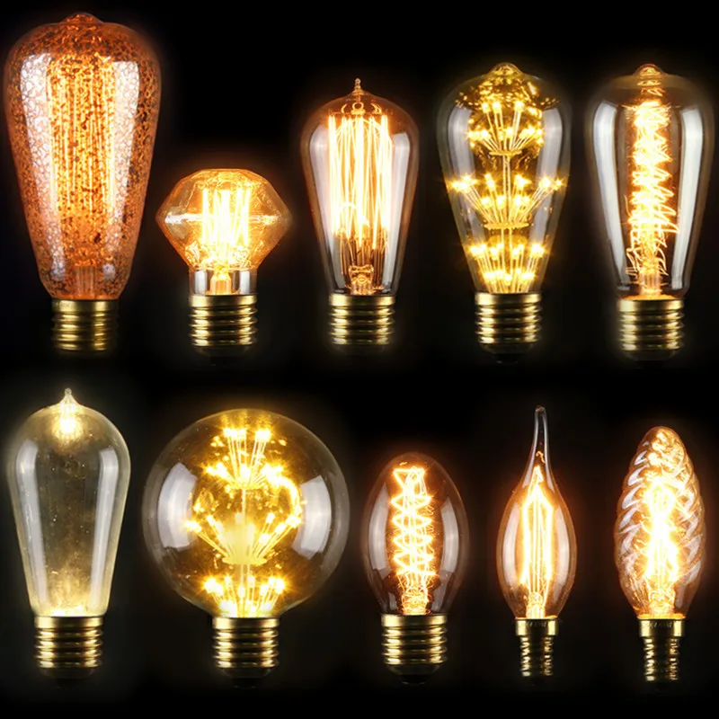 

Vintage Edison Bulb LED Lamp E27 E14 3W 5W 40W Retro Tungsten Filament Incandescent Light Christmas Decor Pendant Lighting