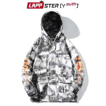 

LAPPSTER Men Camouflage Bomber Jackets 2020 Windbreaker Mens Streetwear Harajuku Cargo Jackets Vintage Plus Size Hooded Jackets