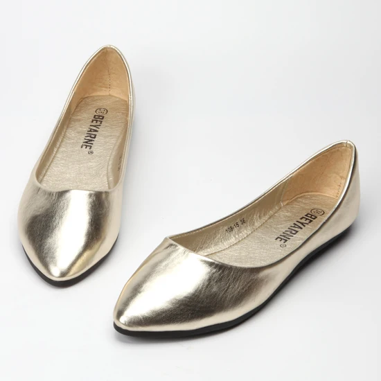 

Girl's shoes soft Artificial Leather Shiny soft Outsole spring shoes US Size 8.5 Silver Gold Flats