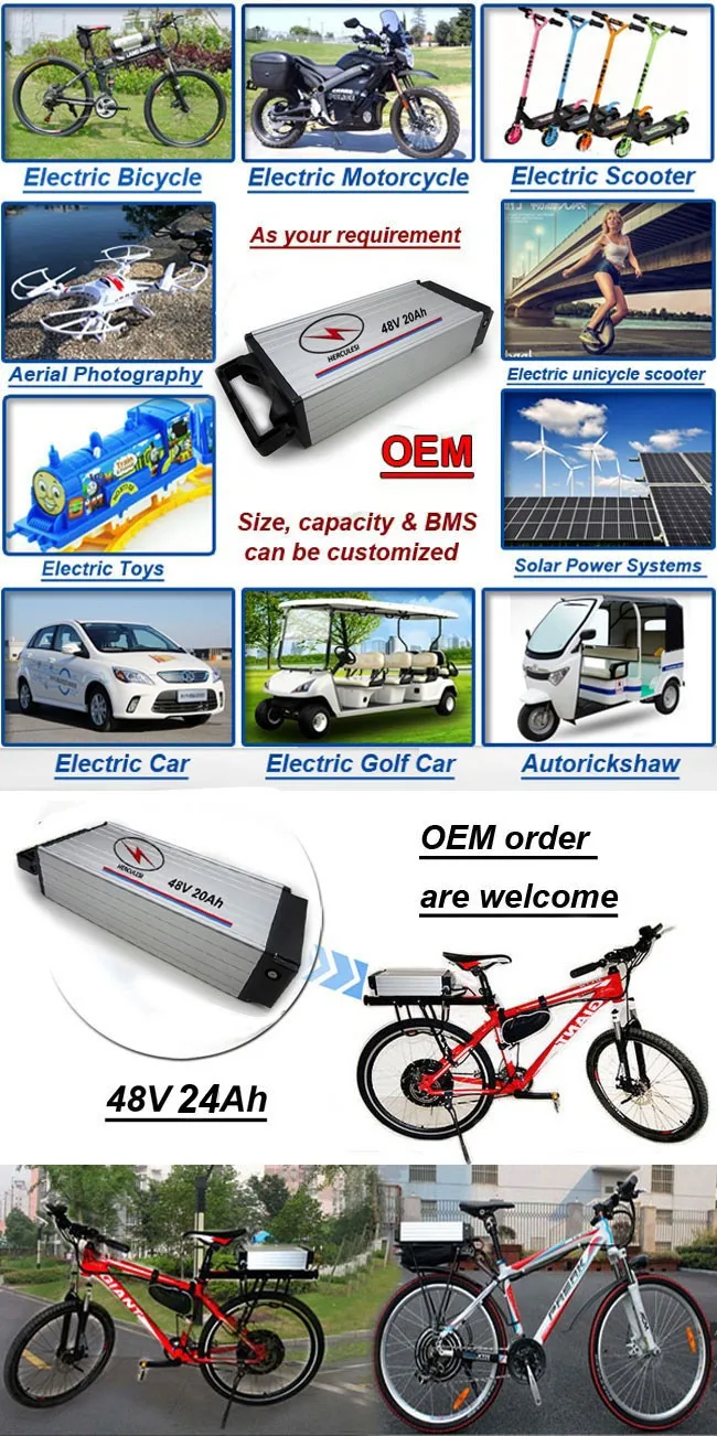 Excellent Rear Rack Type 24V 20Ah Lithium Ion Electric Bike Battery Pack with Mounted Rack for 700W Motor with BMS and Charger 3