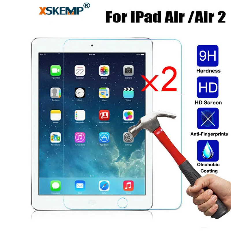 XSKEMP 2Pcs/Lot 9H Tempered Glass Screen Protector Film For Apple iPad Air Air2 9.7 inch Shockproof Anti-Shatter Tablet Guard | Компьютеры