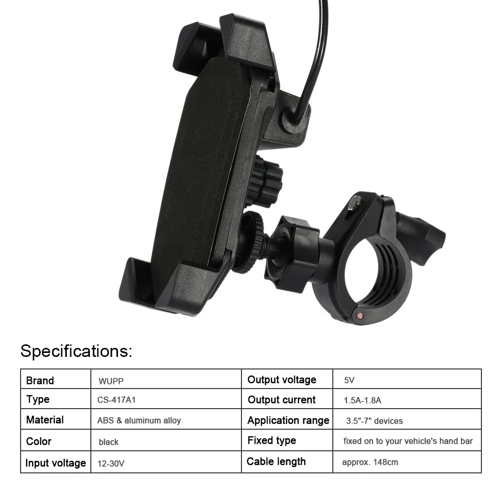 CS-417A1 Мотоцикл Велосипед Стенд Телефон Держатели Кронштейн USB Адаптер Зарядное Устройство для 3.5-7 дюймов Мобильный Телефон GPS MP3 плеер