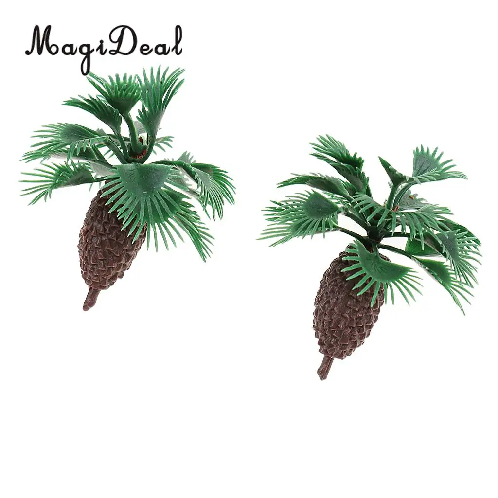 MagiDeal 10Pcs Plastic Palm Tree Model Train Track Street Railway Park Garden Scenery Miniature Scene Model Building Prop 5cm