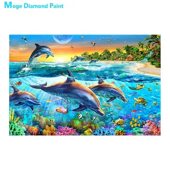

Marine World Dolphins Diamond Painting animal Round Full Drill 5D Nouveaute DIY Mosaic Embroidery Cross Stitch home decor gifts