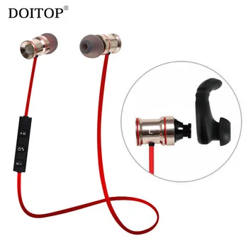 DOITOP Magnet Wireless Bluetooth Earphone Music Headset Sport Running Stereo Low Bass Noise Reduction Earbuds Headphone with Mic
