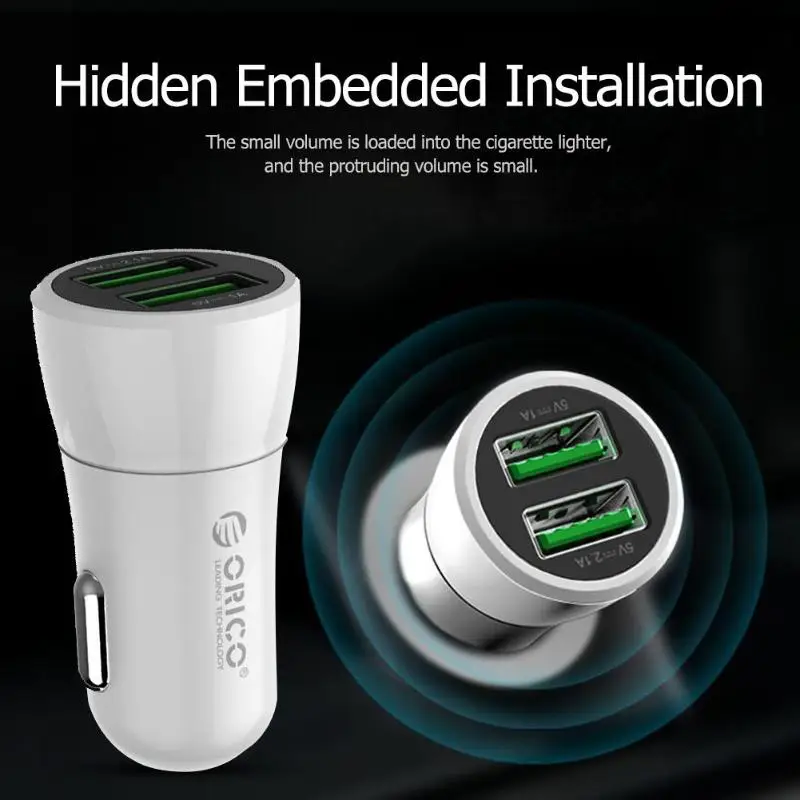  ORICO UPQ-2U 12W Mini USB Auto Ladegerät Dual USB Lade Ports Auto-Ladegerät für iphone 8 plus Samsu