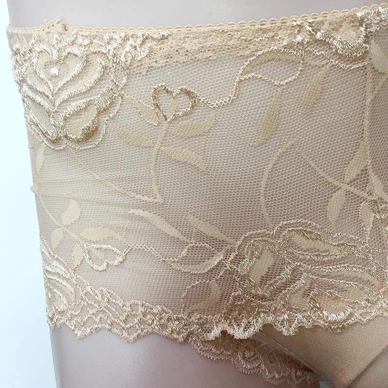 Plus Size Sexy Sheer Lace Men Sissy Brief Thong Underwear with Silky Penis Trunk Sheath Fetish Lingerie
