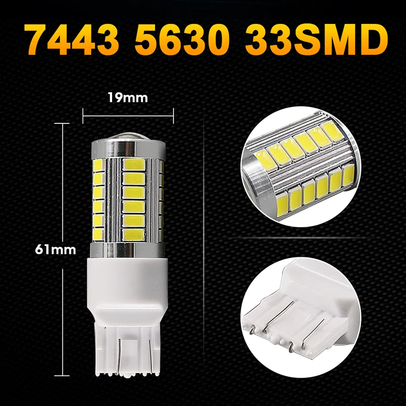 Hlxg 10 шт. 7443 33-5630 SMD для RV Кемпер сигнал поворота Стоп лампочки стоп лампы поворотники 6000 K белый DC 12 В