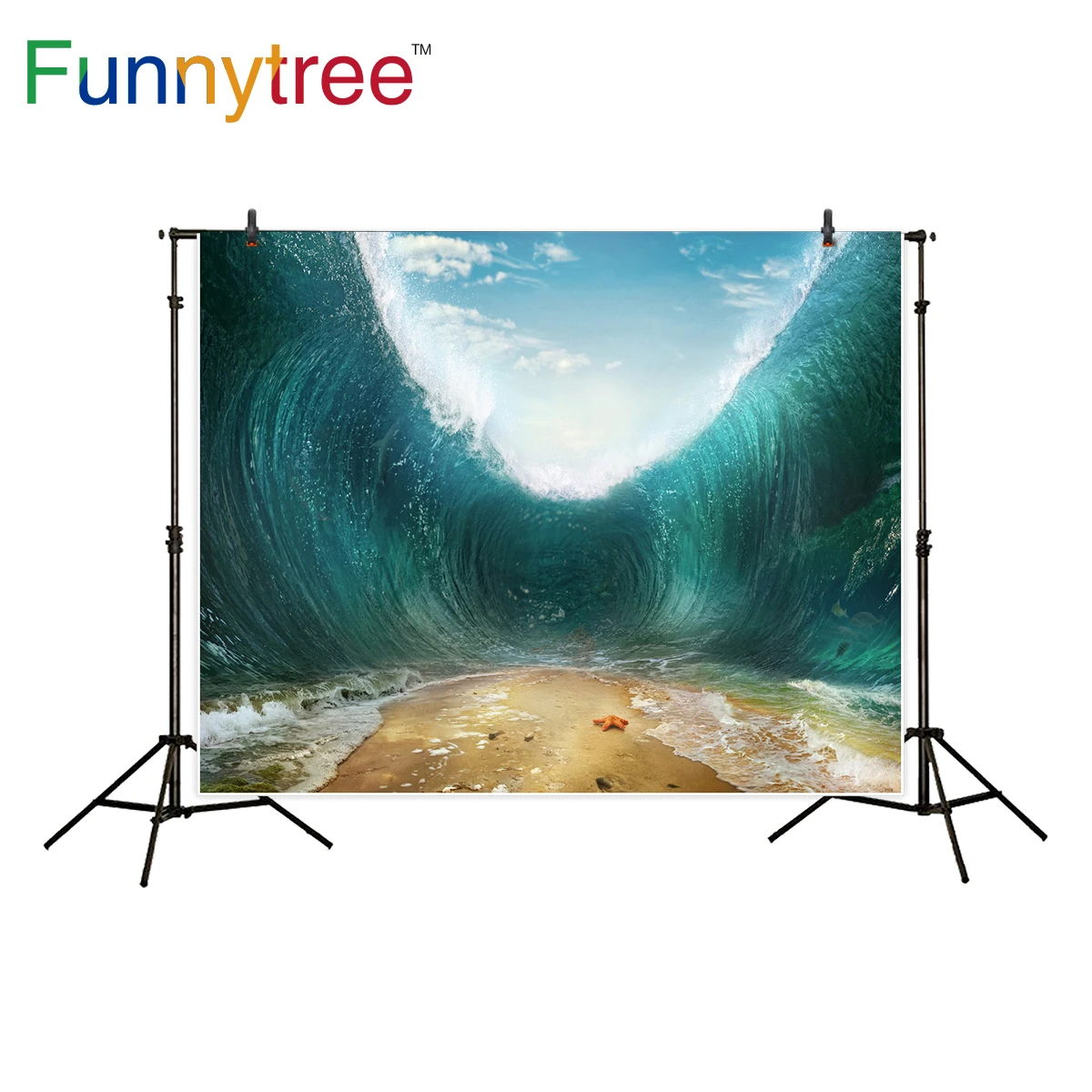 Фотофон Funnytree для профессиональной фотосъемки с морскими волнами пляжным небом