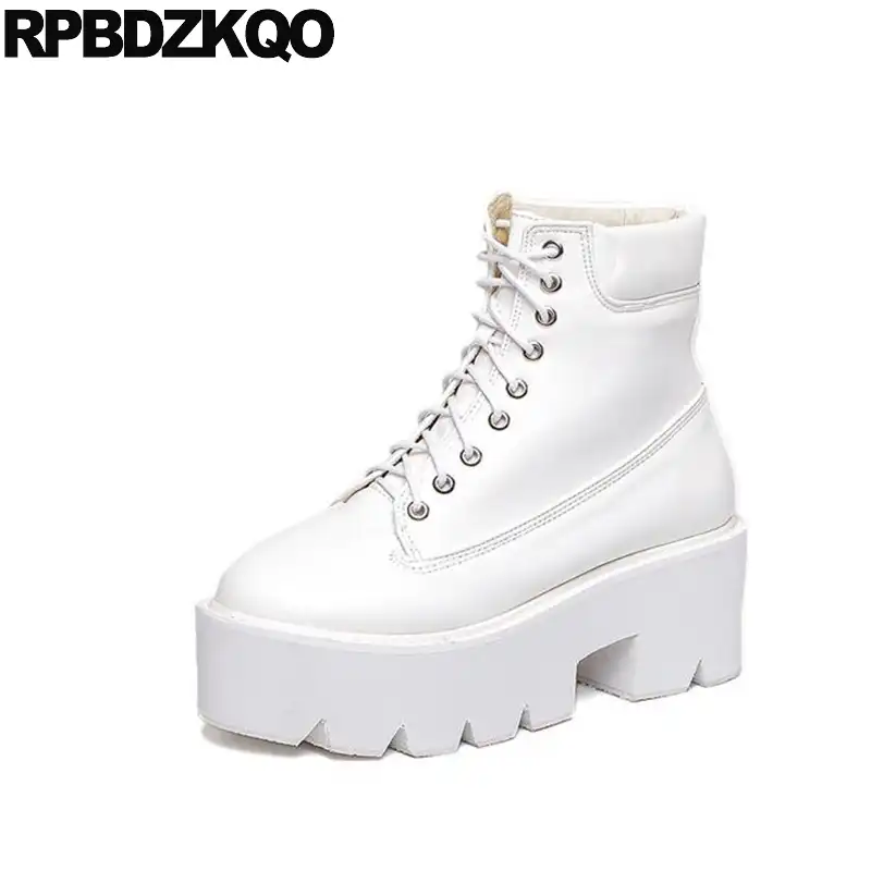 white booties lace up