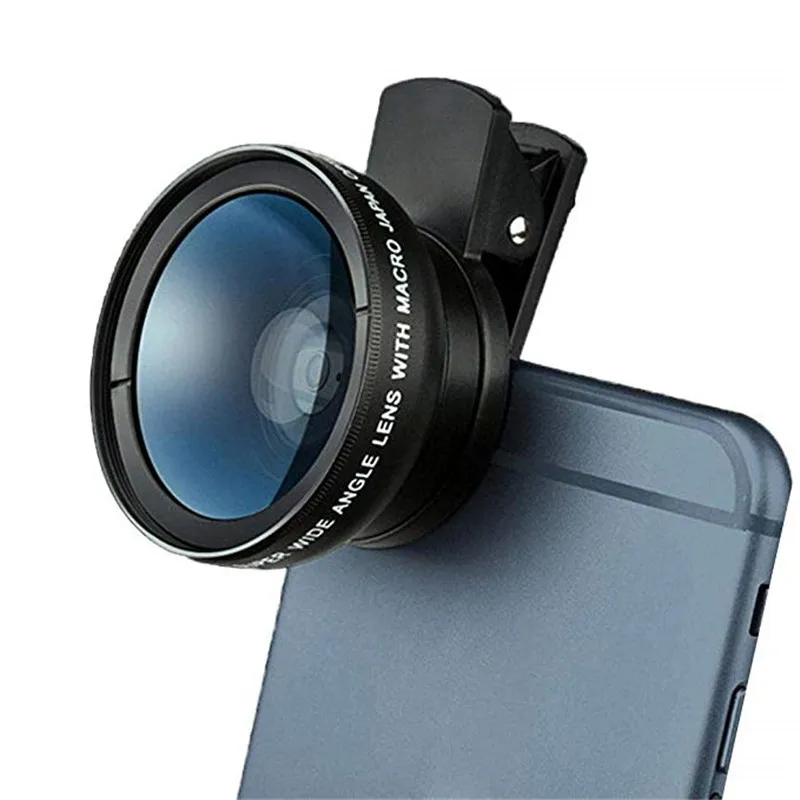 

Universal Camera Phone Lens Kit Clip Super Wide Angle 0.45X Macro Lens 12.5X Bag Set for iPhone X 8 7 Plus Samsung iPhone Lenses