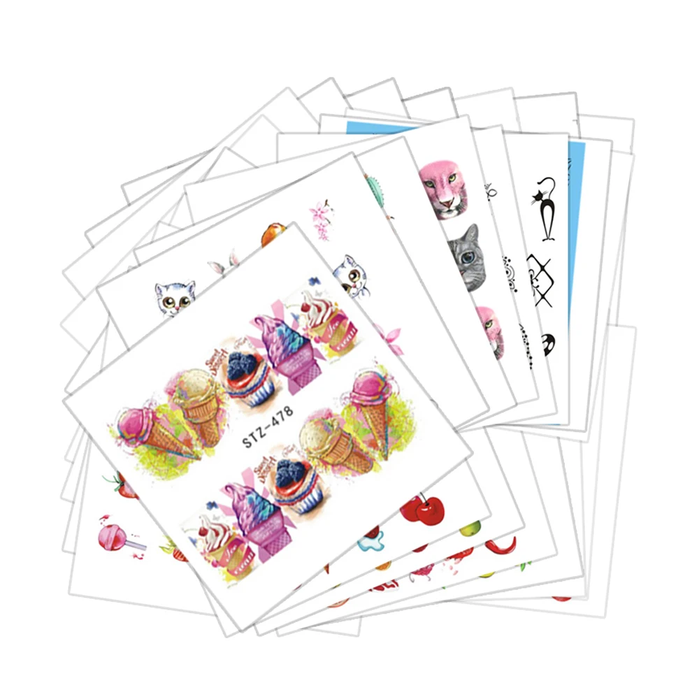 

43pcs Flower Butterfly Fruit Cake Ice Cream Nail Art Water Transfer Decal Sticker Nail Tip Manicure Decor Tool Wrap JISTZ470-512
