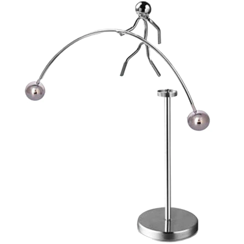 Балансирующая игрушка для пальцев, инструмент для динамического балансирования, колыбель Newton'S weighlifter Mold Metal Craft Perpetual Art Swing Kinetic M - Цвет: Silver
