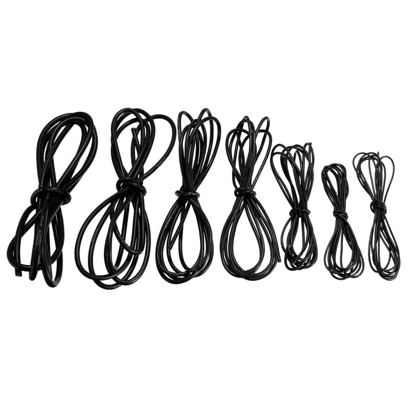 Лидер продаж 2 м черный силиконовый провод кабель 10/12/14/16/18/20/22AWG гибкий термостойкий кабель