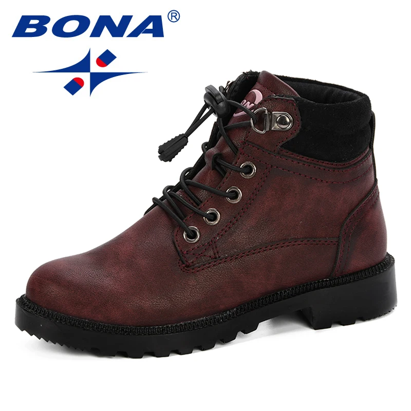 Goedkoop BONA 2019 kinderen Laarzen Herfst Winter kinderen Enkel Laarzen Jongens en Meisjes Laarzen Comfortabele Studenten Winter Schoenen
