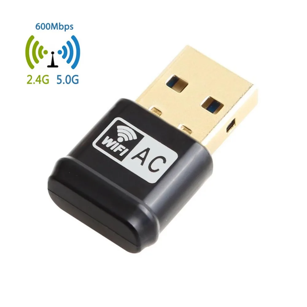 

Mini USB WiFi Adapter AC 600Mbps Wireless Aerial PC Network Card Dual Band 2.4+5.8Ghz 802.11AC Wi-fi USB Lan Ethernet Receiver