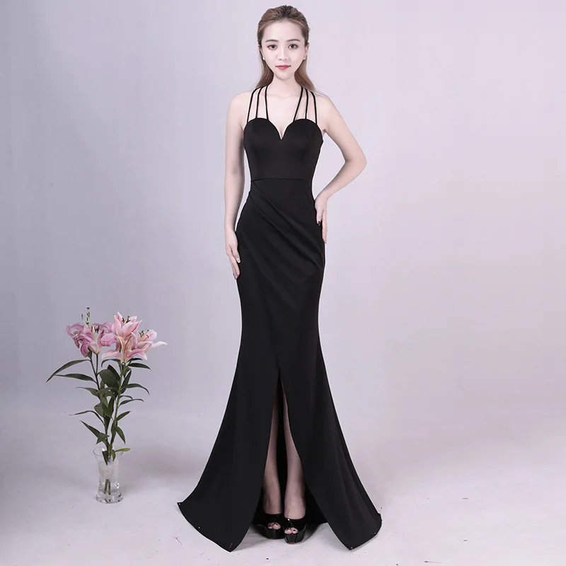 black long spaghetti strap dress