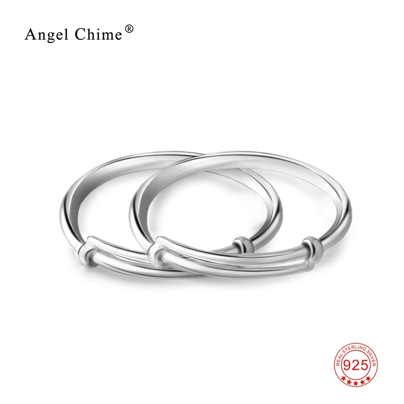 

Smooth S990 Sterling Silver Baby Toddler Bracelets Fashion Circular Sliding Adjustable Bangle Baby NewBorn Gift
