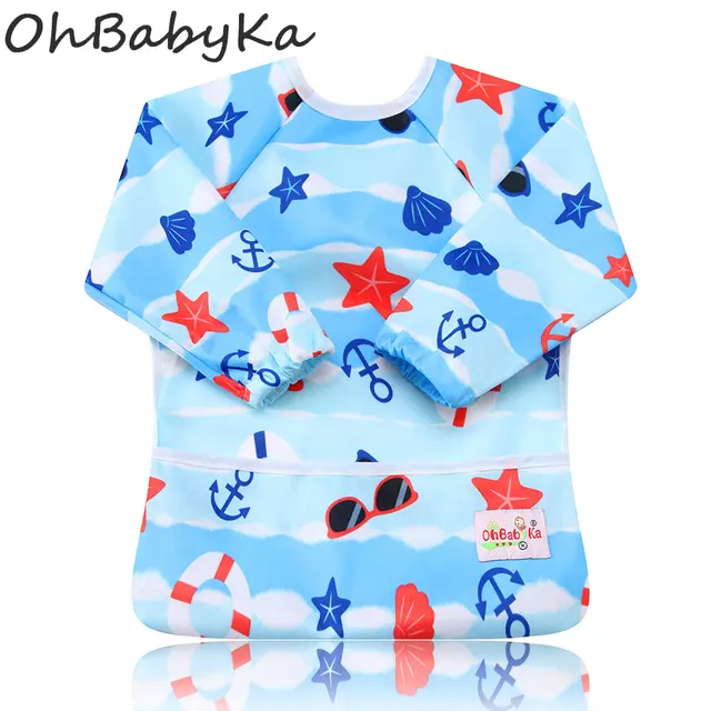 Ohbabyka Baby Bibs Flamingo Print Baby Girl Feeding Clothes Baby Accessories Boys Bibs Long Sleeve Boy Girl Bibs & Burp Cloths