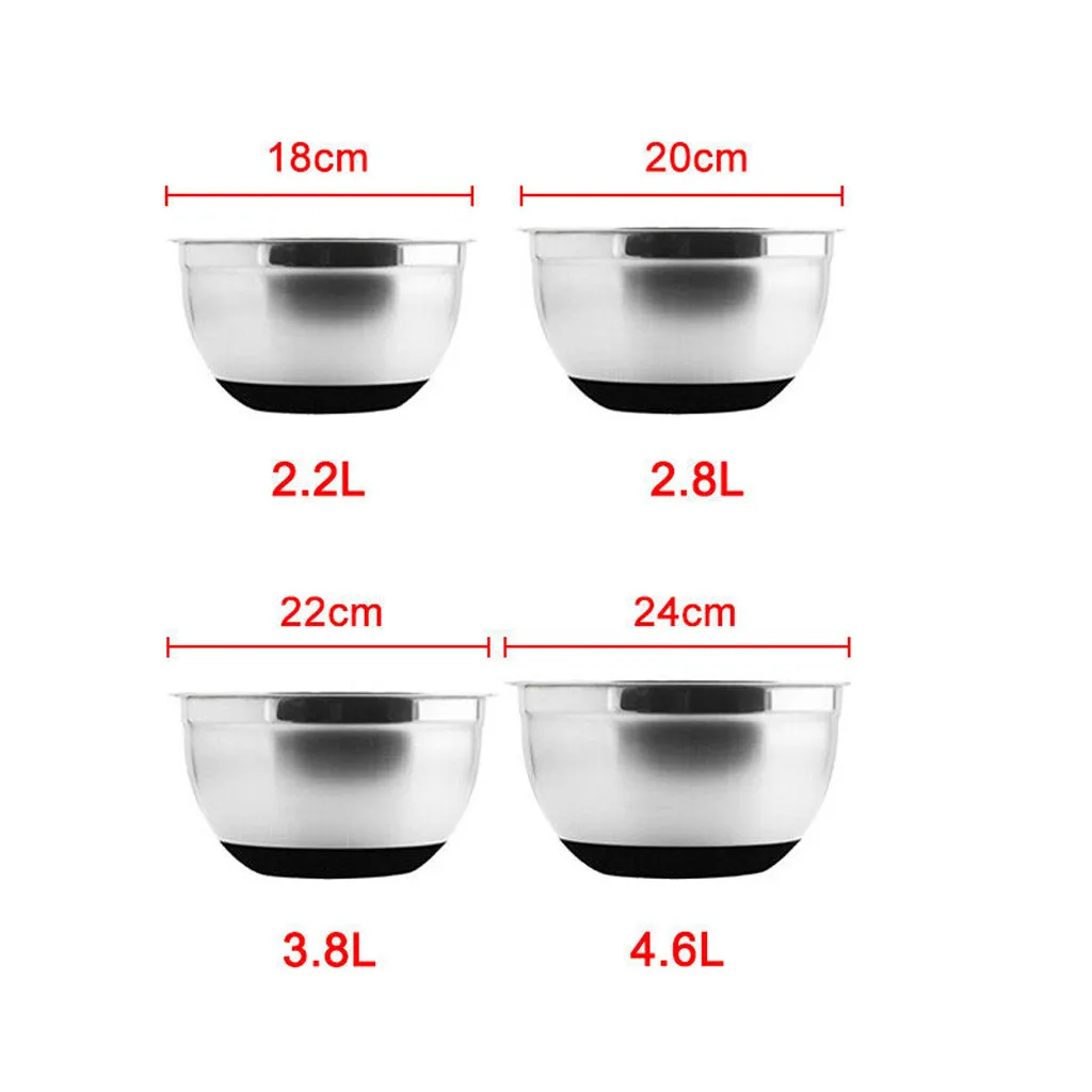 Аксессуары для домашнего декора миска для смешивания из нержавеющей стали Нескользящая силиконовая Нижняя раковина для яиц 4 размера