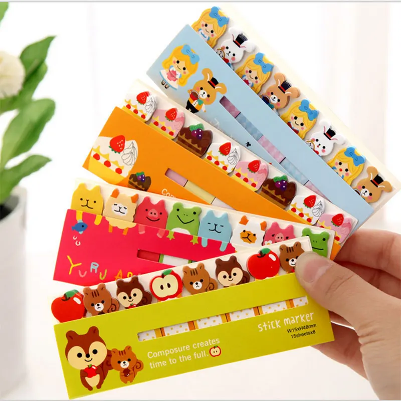 

2pcs/lot Kawaii Sticky Notes Post It Memo Pad School Supplies Bookmark Tab Flags Memo Book Marker Korean Stationery