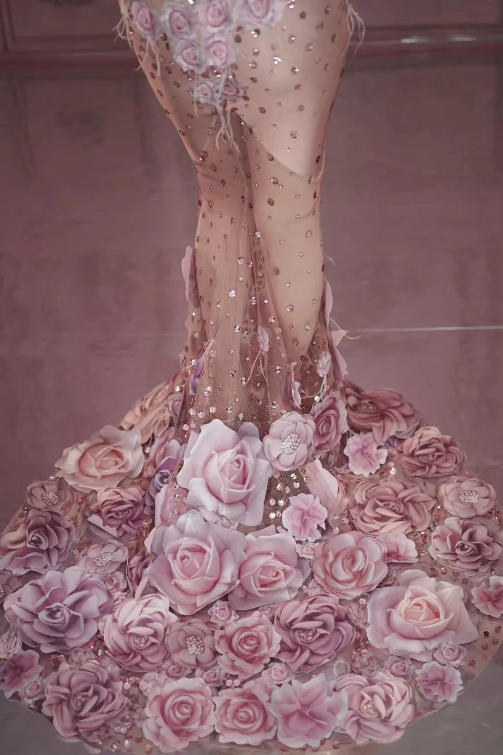 Женский костюм для выступления певца модные розовые цветы прозрачные длинные платья дизайн сетка стрейч вечерние платье сценический костюм DJ507