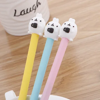 

1 PCS Coffee Rabbit Gel Pen Cute 0.5 mm black ink Signature Pen School Office writing Supplies Promotional Gift